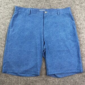 Peter Millar Mens Golf Shorts 36 Blue Stretch Performance Micro Print Flat Front